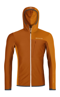 Jacke Ortovox Fleece Light Grid Hooded Herren Bristle Brown