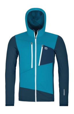 Sweatjacke Ortovox Fleece Grid Hoody Herren Mountain Blue