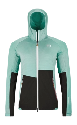 Jas Ortovox Women Fleece Rib Hoody Aquatic Ice