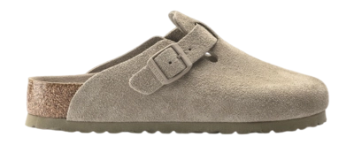 Sabot Birkenstock Femme Boston Soft Footbed Suede Leather Faded Khaki