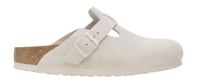 Sabots Birkenstock Femme Boston Suede Leather Antique White