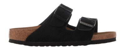 Slipper Birkenstock Women Arizona Suede Leather Black Narrow