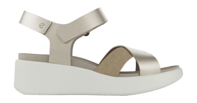 Sandals ECCO Women Flowt Wedge LX W Cross Strap Pure White Gold 24