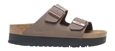 Slipper Birkenstock Arizona PAP Flex Platform Birko-Flor Damen Mocha Narrow