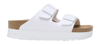 Slipper Birkenstock Women Arizona PAP Flex Platform Birko-Flor White Narrow