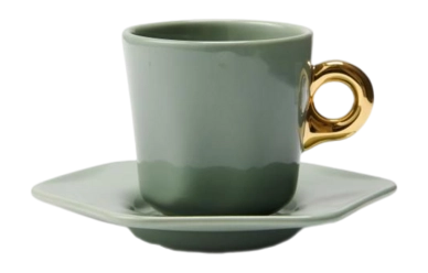 Espressotasse mit Untertasse Essenza Sculpture Stone Green 90 ml (4er-Set)