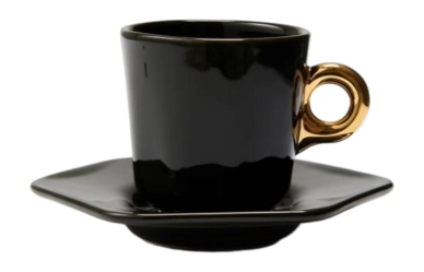 Tasse à Expresso avec Soucoupe Essenza Sculpture Dark Green 90 ml (Lot de 4)
