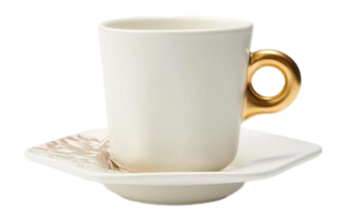 Tasse à Expresso avec Soucoupe Essenza Masterpiece Off White 90 ml (Lot de 4)