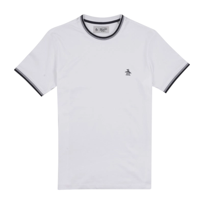 T-Shirt Original Penguin Men Sticker Pete Tipped Ringer Bright White