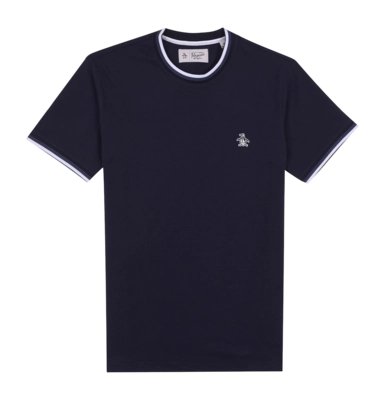 T-Shirt Original Penguin Men Sticker Pete Tipped Ringer Dark Sapphire