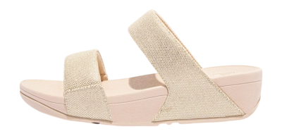 Slipper FitFlop Lulu Glitz-Canvas Slides Damen Platino