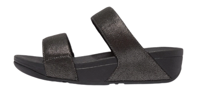 FitFlop Women Lulu Glitz-Canvas Slides Pewter Black