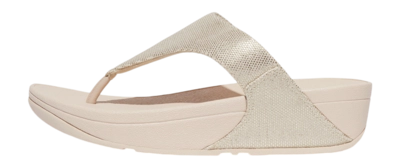 Slipper FitFlop Lulu Glitz-Canvas Toe-Post Damen Platino
