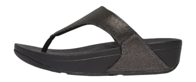 Tongs FitFlop Femme Lulu Glitz-Canvas Toe-Post Pewter Black