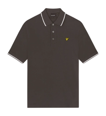 Polo Lyle & Scott Homme Tipped Polo Shirt Gun Metal /White