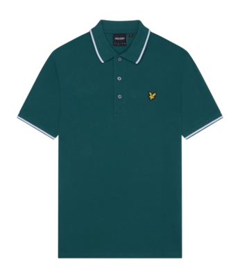 Polo Lyle & Scott Homme Tipped Polo Shirt Malachite Green/White