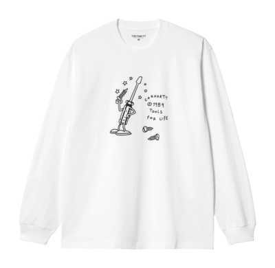 T-Shirt Carhartt WIP Unisexe L/S Outils For Life White / Black