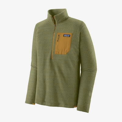 Pull Patagonia Homme R1 Air Zip Neck Buckhorn Green