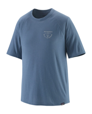 T Shirt Patagonia Men Cap Cool Trail Graphic Shirt Forge Mark Crest: Utility Blue