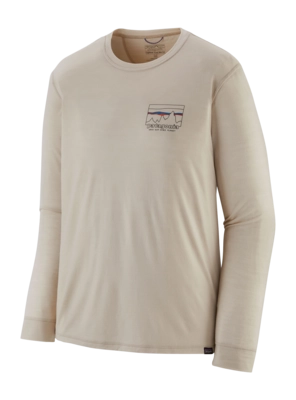 T Shirt Patagonia Homme L/S Cap Cool Merino Graphic Shirt '73 Skyline: Pumice