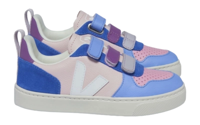 Veja Kids Small V-10 Chromefree Leather Multico Petale White
