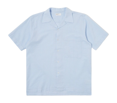 Chemise Universal Works Men Camp II Onda Cotton Pale Blue