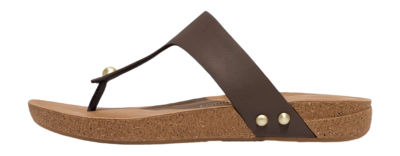 Sandals FitFlop Women iQushion Leather Toe-Post Chocolate Brown