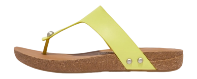 FitFlop Women iQushion Leather Toe-Post Sandals Sunny Lime