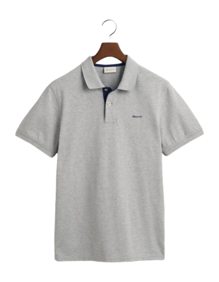 Polo GANT Men Contrast Pique Polo Grey Melange