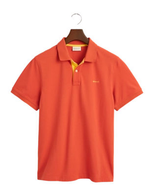 Polo Shirt GANT Men Contrast Pique Polo Shirt Burnt Orange