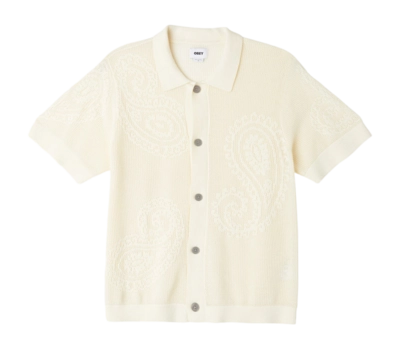 Shirt Obey Men Tear Drop Open Knit Unbleached