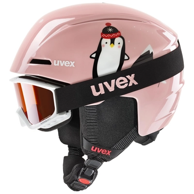 Skihelm Uvex Viti Set + Speedy Pro Kinder Pink Penguin