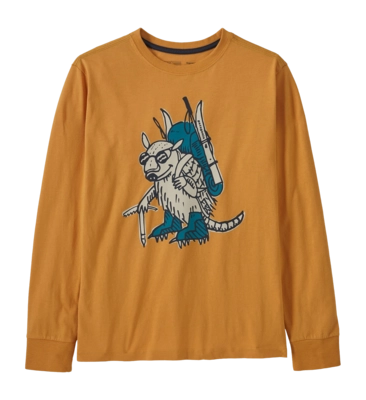 Long Sleeve Patagonia Kids Regenerative Organic Certified Cotton Graphic Fun Hogs Armadillo Dried