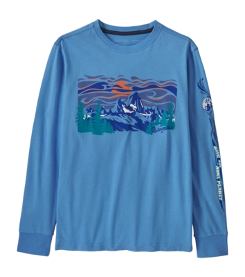 Long Sleeve T-Shirt Patagonia Kids Regenerative Organic Certified Cotton Graphic Fitz Roy Homepeaks Blue Bird