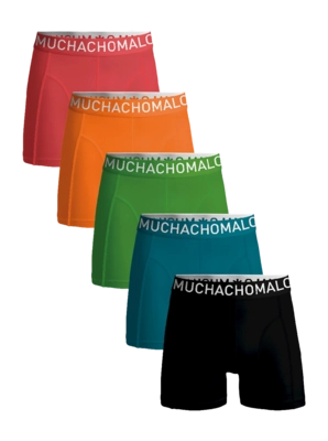 Boxershort Muchachomalo Men Light Cotton Solid Black Blue Green Orange Red ( 5-Pack )