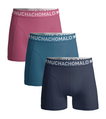 Boxer Muchachomalo Garçon Solid Blue Blue Pink  (Lot de 3)