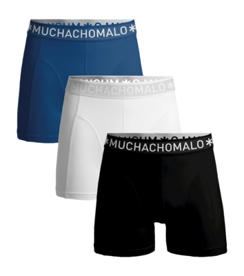 Boxer Muchachomalo Garçon Solid Black White Blue (Lot de 3)