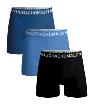 Boxershorts Muchachomalo Solid Herren Black Blue Blue (3er-Pack)