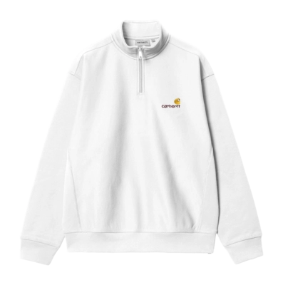 Pull Carhartt WIP Unisexe Demi-Zip American Script White