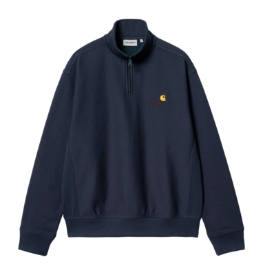 Pull Carhartt WIP Unisexe Half Zip American Script Air Force Blue