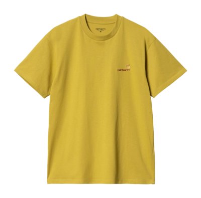 T-Shirt Carhartt WIP Unisexe S/S American Script Golden Olive