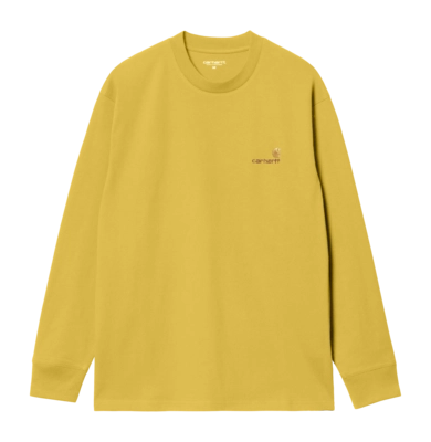 T-Shirt Carhartt WIP Unisexe L/S American Script Golden Olive