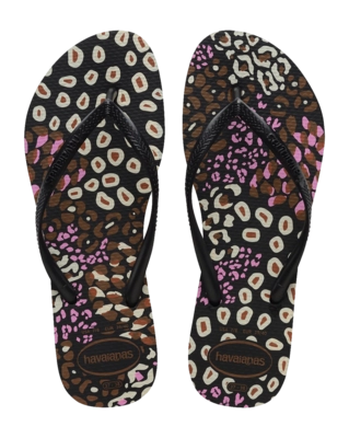 Flip Flops Havaianas Slim Animals Damen Black/Pink Lemonade