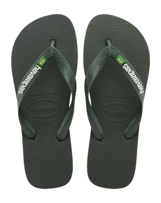 Tongs Havaianas Unisexe Brasil Logo Green Olive/Green Olive