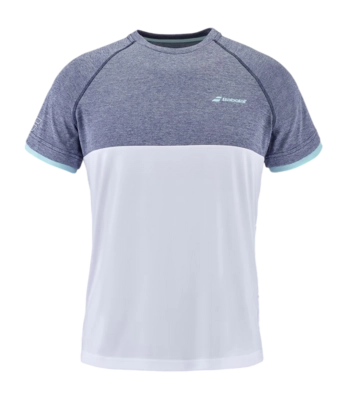 Tennisshirt Babolat Play Crew Neck Tee Herren White Blue Heather
