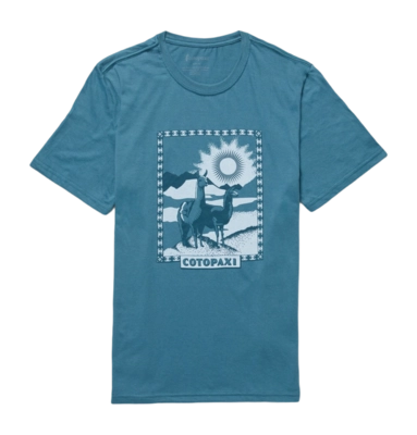 T-Shirt Cotopaxi Hommes Lama Greetings Organic Blue Spruce
