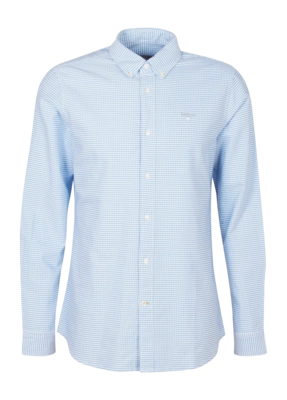 Blouse Barbour Men Gingham Oxtown Tailored Shirt Sky Blue