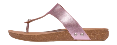 Flip Flops FitFlop Women iQushion Metallic-Leather Toe-Post Sandals Wild Lilac
