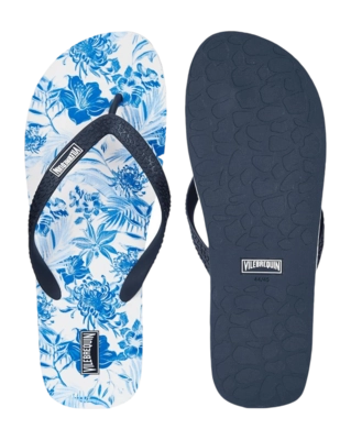 Slipper Vilebrequin Men Tahiti Flowers White