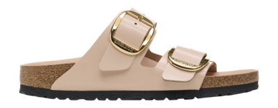 Slipper Birkenstock Women Arizona Big Buckle Natural Leather Patent High-Shine New Beige Narrow